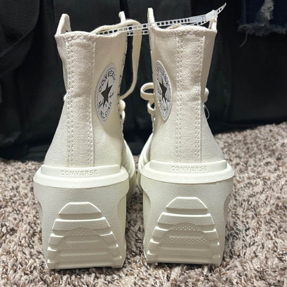 Converse Women's Off-White High-Top Wedge Sneakers - Picture 3 of 6